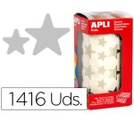 Gomets apli autoadhesivo estrella holográfico metalizado rollo con 1416 unidades