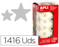 Gomets apli autoadhesivo estrella holográfico metalizado rollo con 1416 unidades