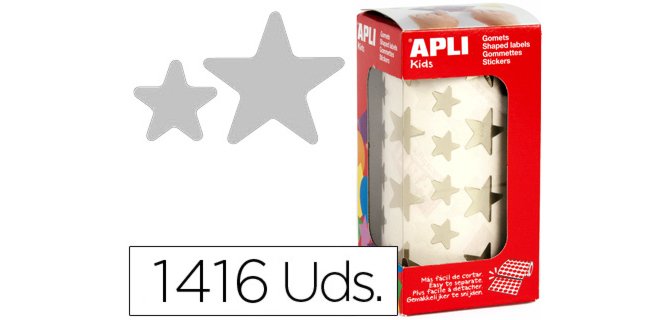 Gomets apli autoadhesivo estrella holográfico metalizado rollo con 1416 unidades