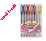 Boligrafo uni ball um-120 signo 1 mm tinta gel estuche de 8 colores con purpurina