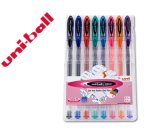 Boligrafo uni ball um-120 signo 0,7 mm tinta gel estuche de 8 colores basicos
