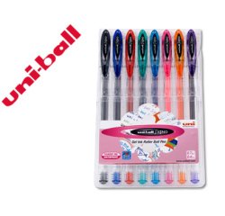 Boligrafo uni ball um-120 signo 0,7 mm tinta gel estuche de 8 colores basicos