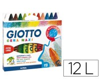 Lapices cera giotto maxi caja de 12 colores surtidos