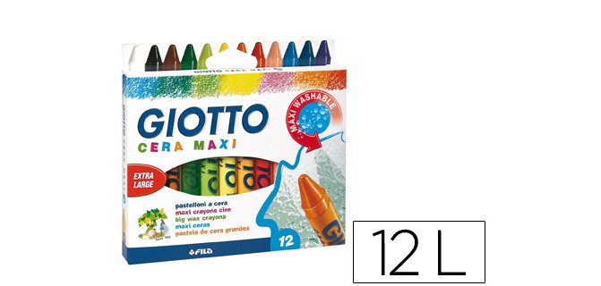 Lapices cera giotto maxi caja de 12 colores surtidos