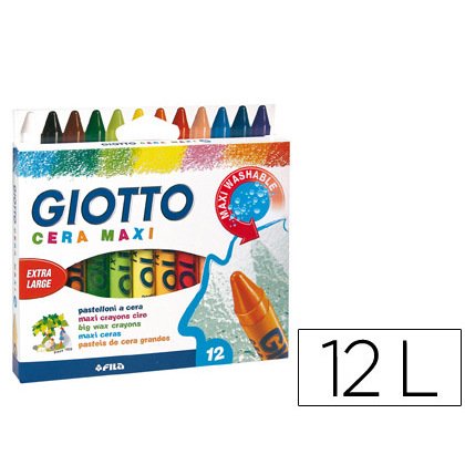 Lapices cera giotto maxi caja de 12 colores surtidos