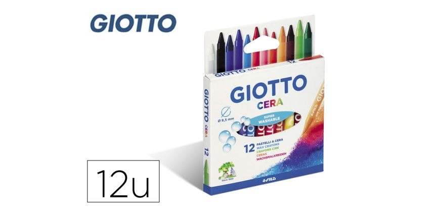 Lapices cera giotto caja de 12 unidades colores surtidos