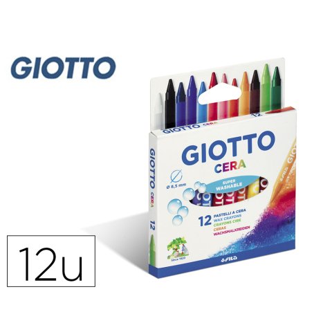 Lapices cera giotto caja de 12 unidades colores surtidos