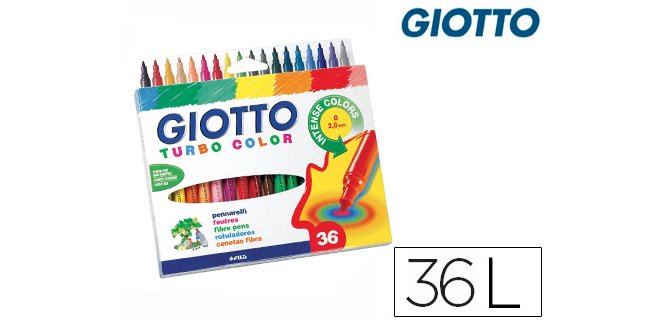 Rotulador giotto turbo color caja de 36 unidades colores surtidos