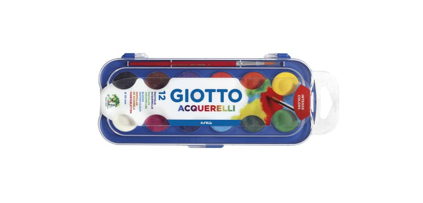 Acuarela giotto 12 colores con pincel estuche de plastico