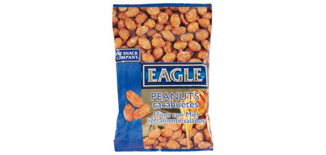 Cacahuetes fritos con miel eagle snacks ligeramente salados bolsa 90 g