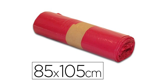 Bolsas de basura Roja 28 micras 100L - Rollo de 10 unidades 