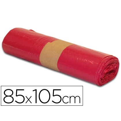 Bolsas de basura Roja 28 micras 100L - Rollo de 10 unidades