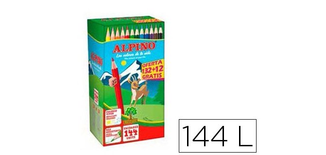 Lapices de colores alpino school pack de 132 + 12 unidades obsequio colores surtidos