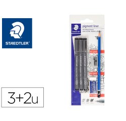 Rotulador staedtler calibrado micrometrico 308 negro blister de 3 und + goma lapiz y sacapuntas de regalo
