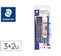 Rotulador staedtler calibrado micrometrico 308 negro blister de 3 und + goma lapiz y sacapuntas de regalo