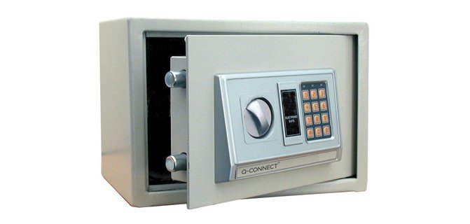 Caja de seguridad q-connect electronica clave digital capacidad 10l con accesorios fijacion 310x200x200 mm
