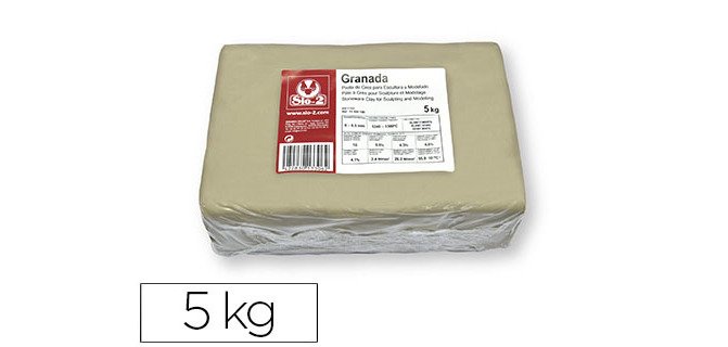 Pasta de modelar sio-2 gres granada para escultura y modelado paquete de 5 kg