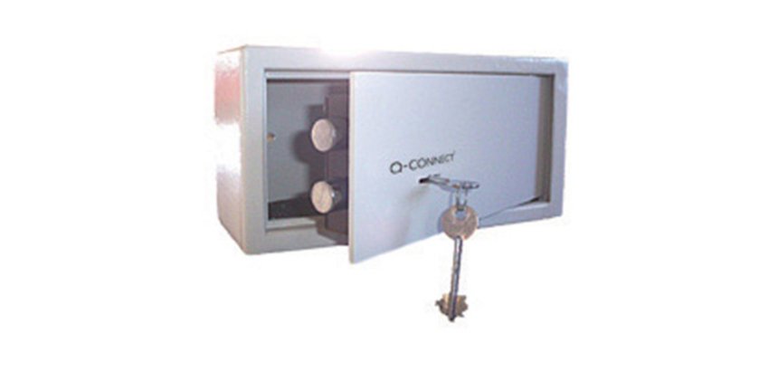 Caja de seguridad q-connect doble pasador capacidad 6l conaccesorios fijacion 200x200x150 mm