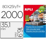 Etiqueta adhesiva apli 35,6x16,9 mm fotocopiadora laser inkjet caja 25 hojas din a4 con 2000 etiquetas