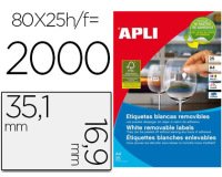 Etiqueta adhesiva apli 35,6x16,9 mm fotocopiadora laser inkjet caja 25 hojas din a4 con 2000 etiquetas