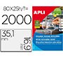 Etiqueta adhesiva apli 35,6x16,9 mm fotocopiadora laser inkjet caja 25 hojas din a4 con 2000 etiquetas
