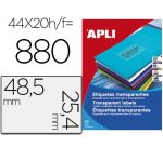 Etiqueta adhesiva apli transparente 48,5x25,4 mm fotocopia laser inkjet caja 20 hojas din a4 con 880