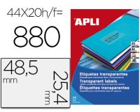 Etiqueta adhesiva apli transparente 48,5x25,4 mm fotocopia laser inkjet caja 20 hojas din a4 con 880