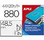 Etiqueta adhesiva apli transparente 48,5x25,4 mm fotocopia laser inkjet caja 20 hojas din a4 con 880