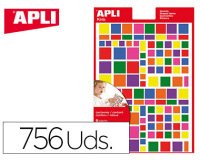 Gomets apli autoadhesivo cuadrado multicolor blister de 756 unidades surtidas