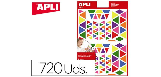 Gomets apli autoadhesivo triangulo multicolor blister de 720 unidades surtidas