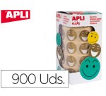 Gomets apli autoadhesivo smile oro cara feliz rollo de 900 unidades