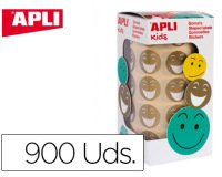 Gomets apli autoadhesivo smile oro cara feliz rollo de 900 unidades