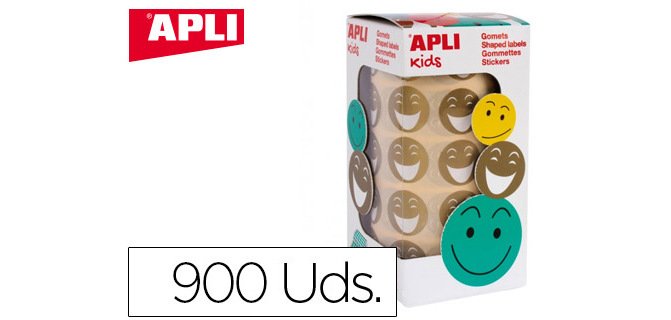Gomets apli autoadhesivo smile oro cara feliz rollo de 900 unidades