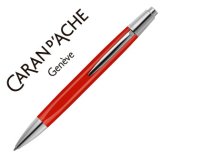 Boligrafo caran d'ache alchemix cuerpo laca roja adornos cromados brillante con estuche punta media