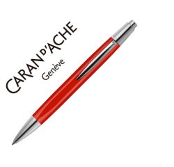 Boligrafo caran d'ache alchemix cuerpo laca roja adornos cromados brillante con estuche punta media