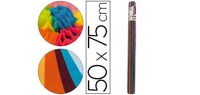 Papel seda liderpapel 12 colores surtidos 17g/m2 rollo de 24 hojas 50x75cm