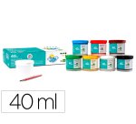 Tempera escolar liderpapel 40 ml caja 7 colores surtidos + pincel