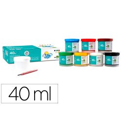 Tempera liderpapel escolar 40 ml caja 7 colores surtidos + pincel