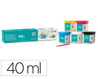Tempera liderpapel escolar 40 ml caja 5 colores surtidos + pincel