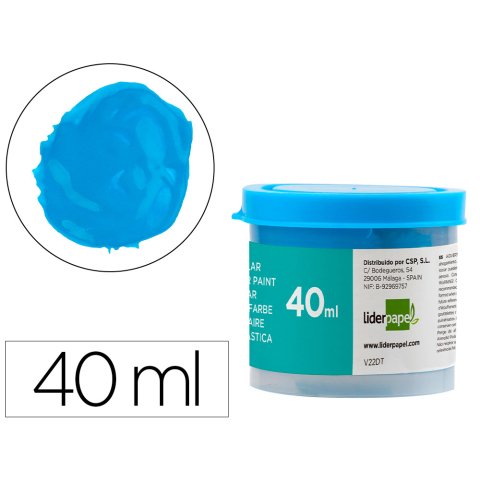 Tempera escolar liderpapel 40 ml azul cian