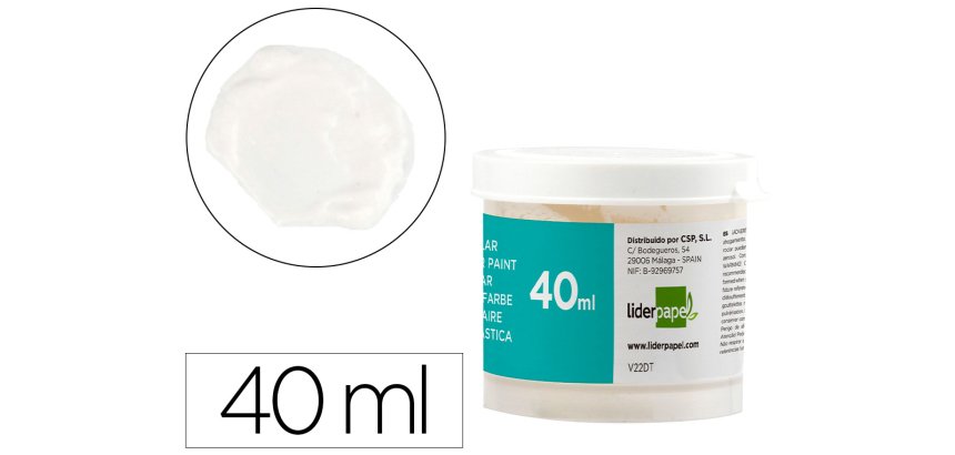 Tempera escolar liderpapel 40 ml blanco