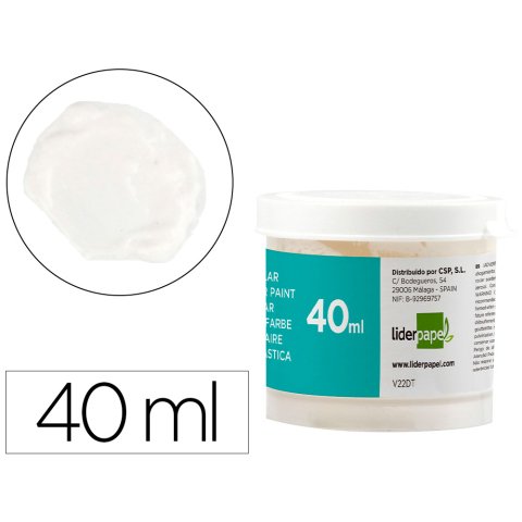 Tempera escolar liderpapel 40 ml blanco