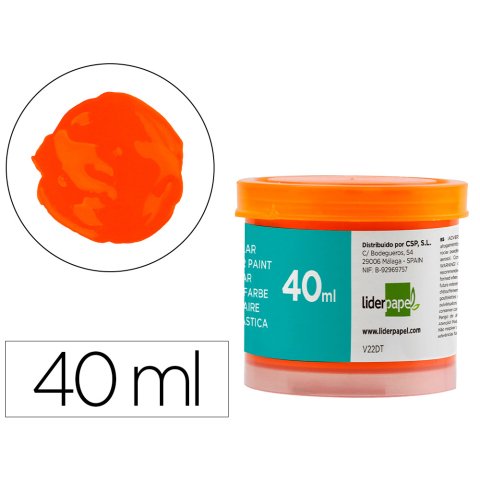 Tempera escolar liderpapel 40 ml naranja