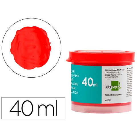 Tempera escolar liderpapel 40 ml rojo