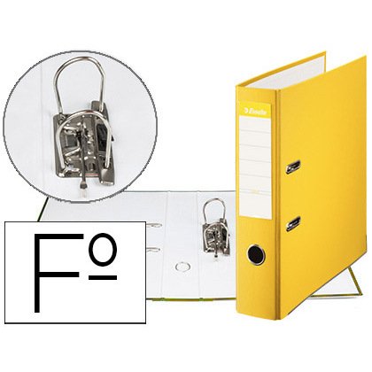 Archivador de palanca esselte carton forrado pvc folio lomo de 75 mm con rado amarillo