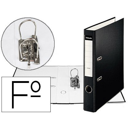 Archivador de palanca esselte carton forrado pvc folio lomo de 50 mm con rado negro