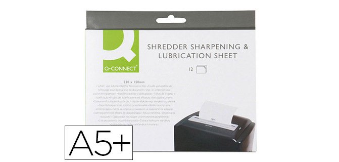 Hojas lubricantes y afiladoras Q-Connect para destructora - Paquete de 12 hojas 