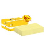 Bloc de notas adhesivas quita y pon post-it amarillo canario 76x127 mm pack promocional 16+4 gratis