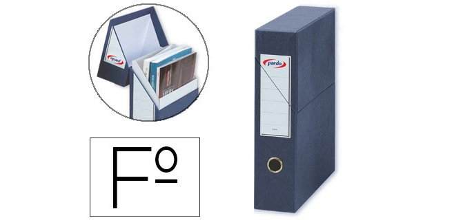 Archivador con tapa pardo carton forrado ollao lomo din a4 80 mm color azul 335x250x80 mm