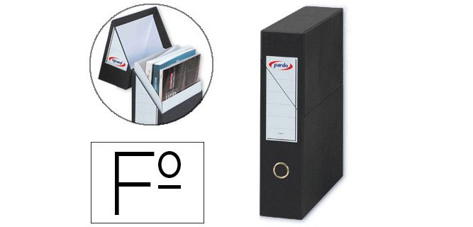 Archivador con tapa pardo carton forrado ollao lomo din a4 80 mm color negro 335x250x80 mm